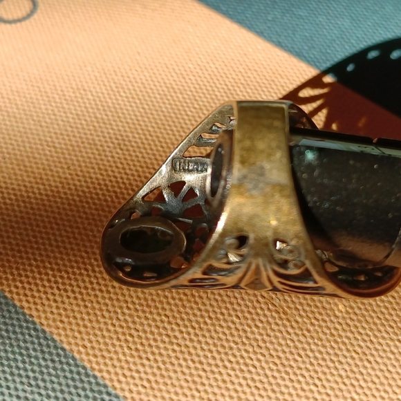 Turquoise and Blue Stone Sterling Silver Ring 6.75 - Picture 5 of 8